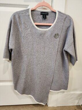 Cynthia Rowley Asymmetrical Knit Top Gray Designer Size S